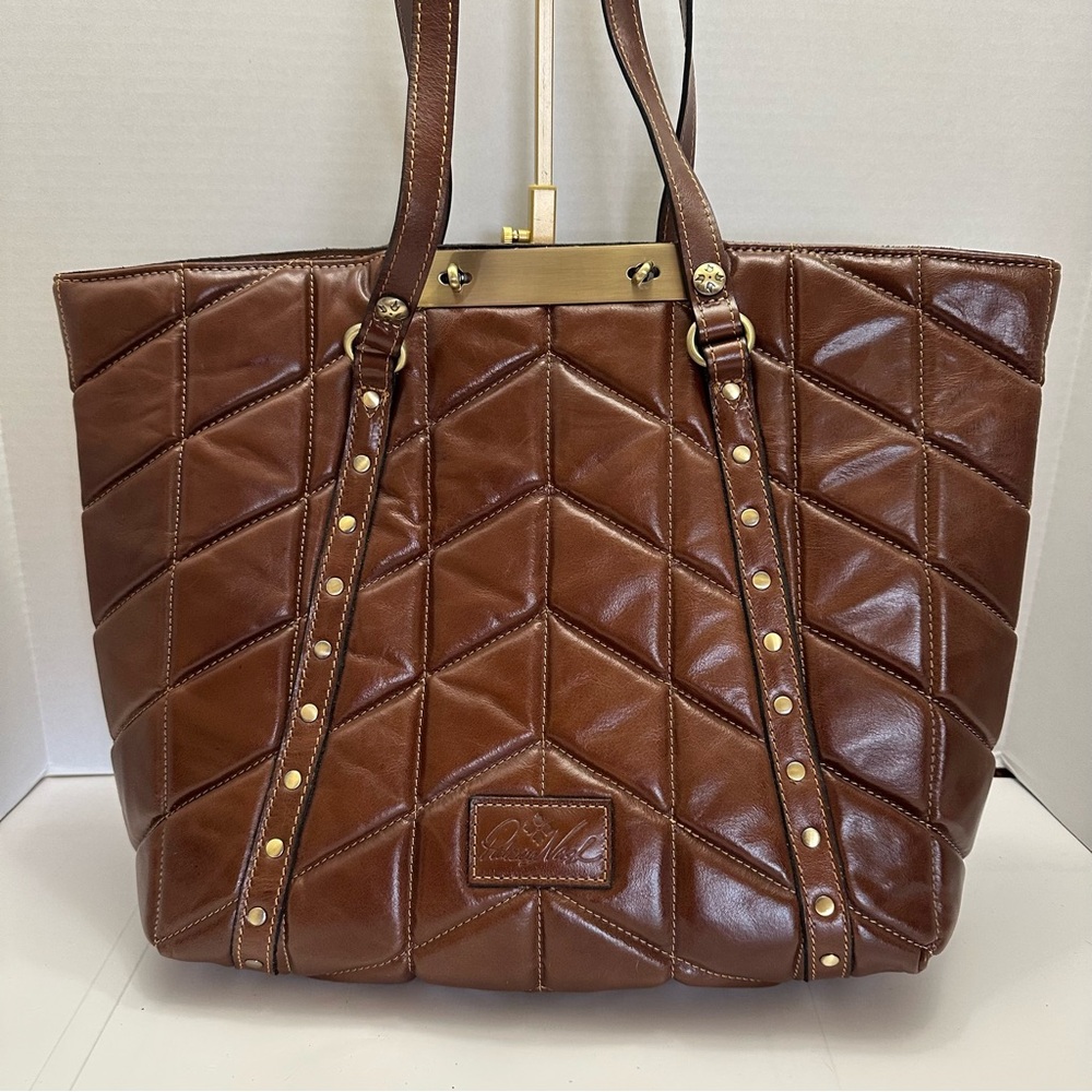 NWT~Patricia Nash Large Leather, Brown Quilted Tote Bag